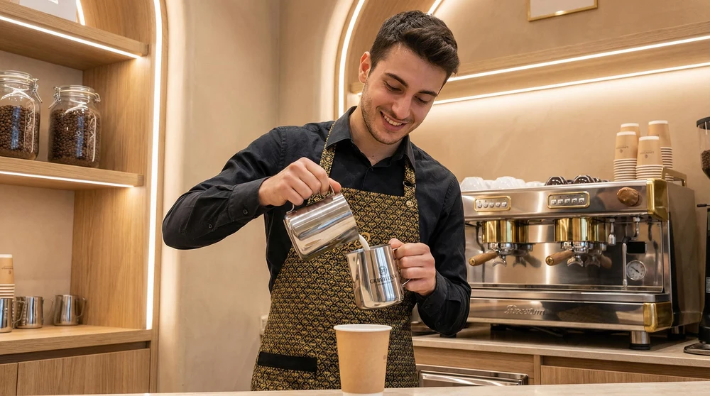 Barista beim Kaffeemachen